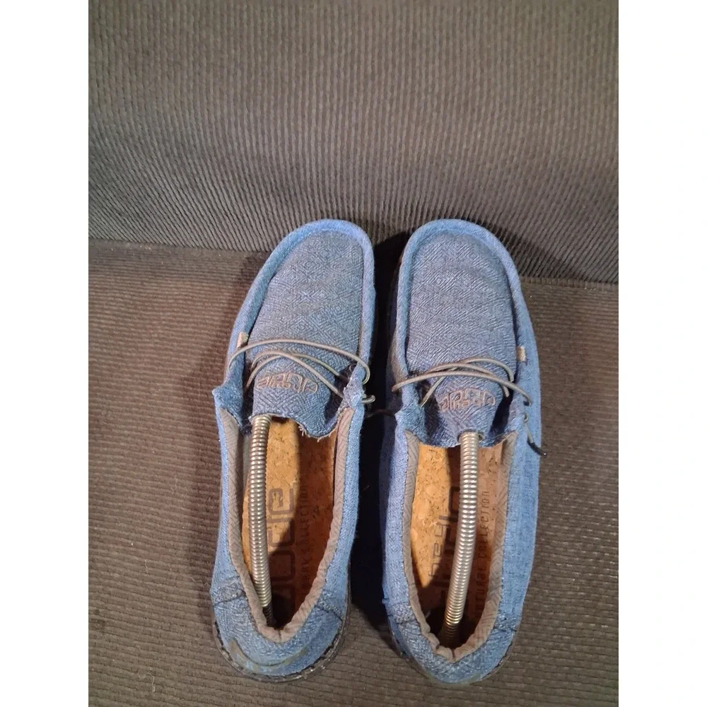 Hey Dude Wally Eco Linen Eclipse Blue Mens Slip On Loafers Size 12 112472777